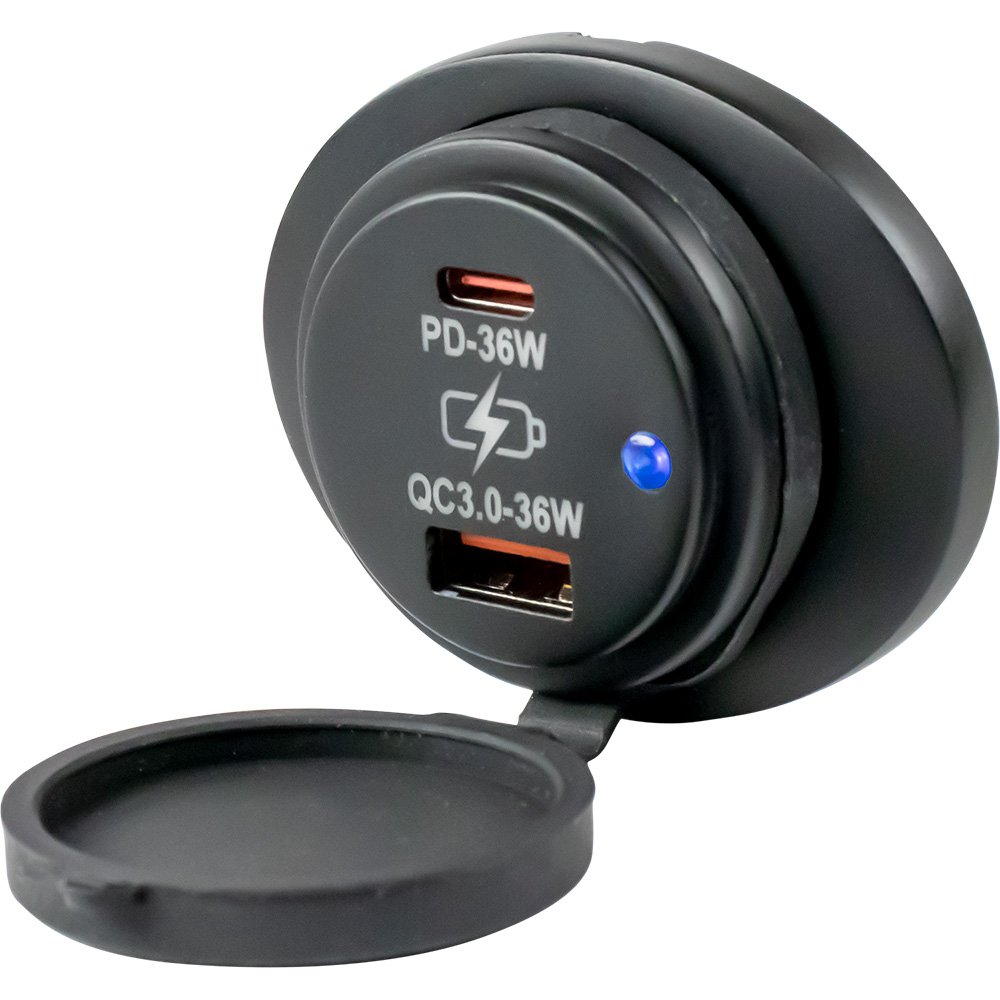Sea-Dog Oval Surface Mount USB 3.0 & USB-C Power Socket 100305XL