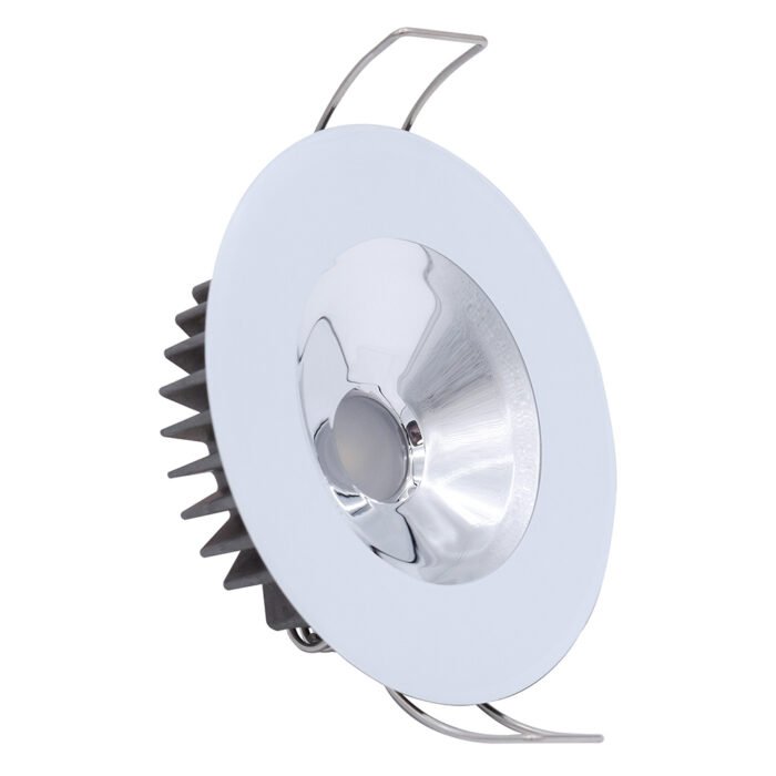 Lumitec Illusion Flush Mount LED Down Light – Spectrum RGBW – Warm White – White Housing – Chrome Reflector