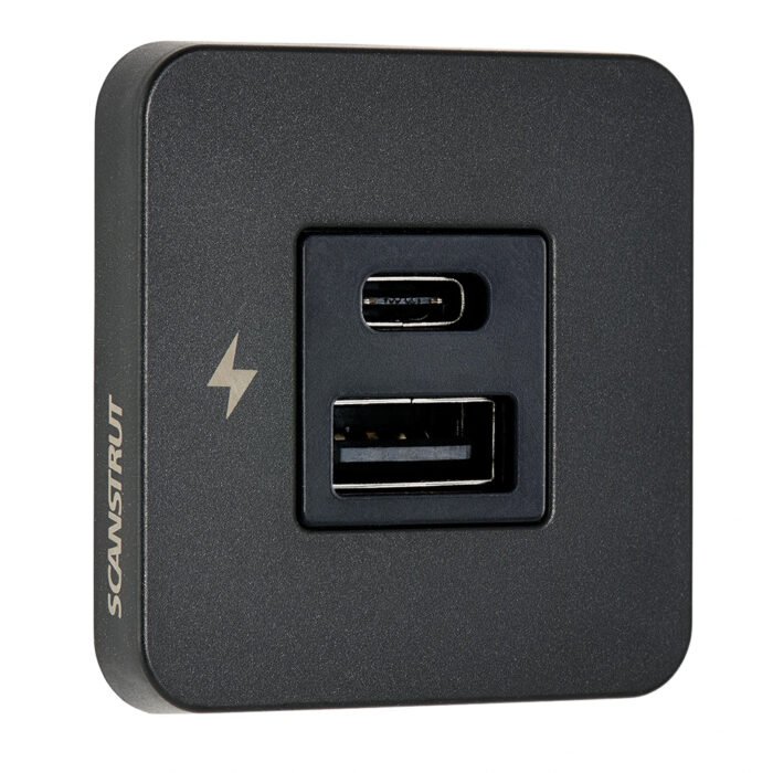 Scanstrut TILE USB-A/USB-C Interior Charging Socket – 12/24V – Black Bezel