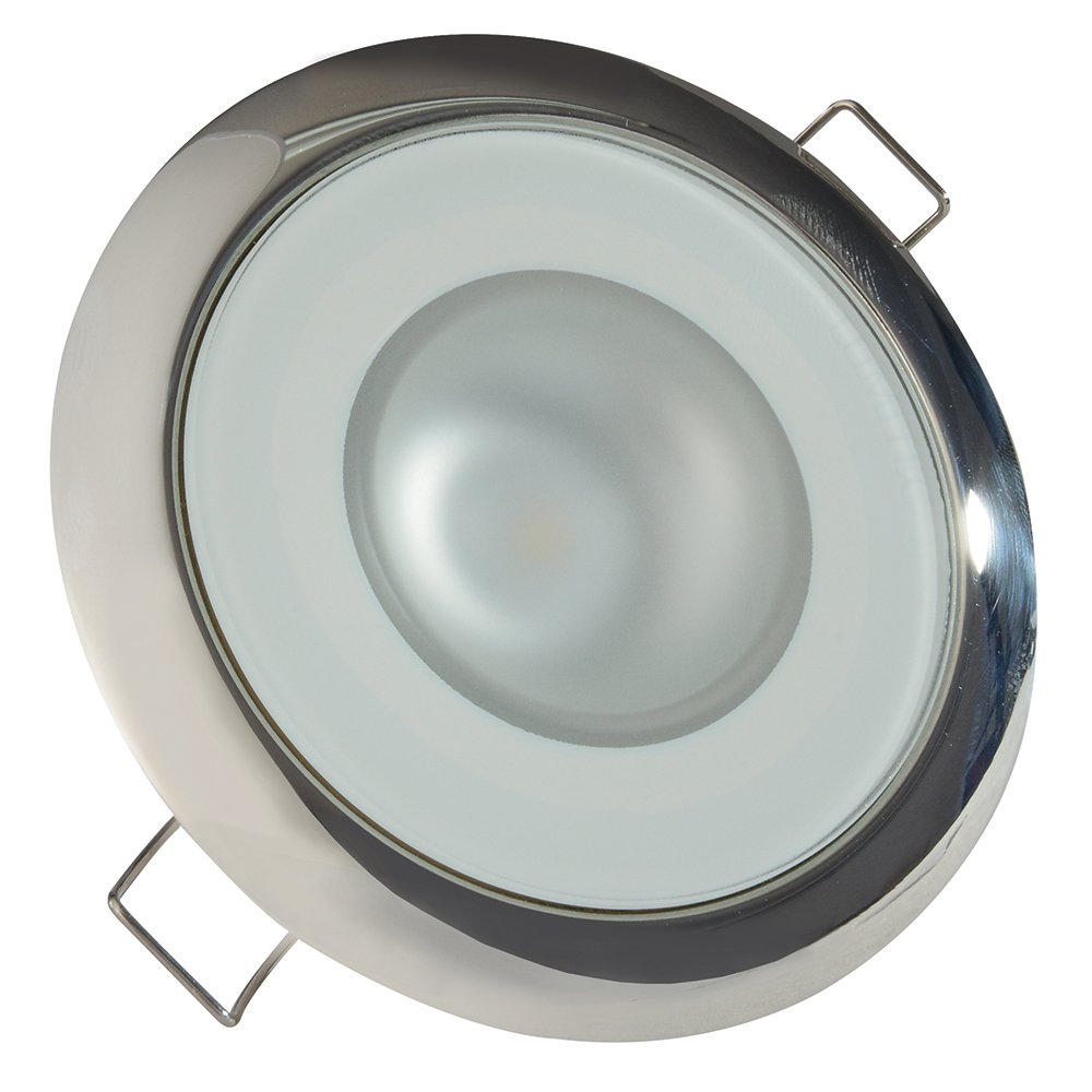 Lumitec Mirage - Flush Mount Down Light - Glass Finish/Polished SS Bezel - White Non-Dimming 46564XL