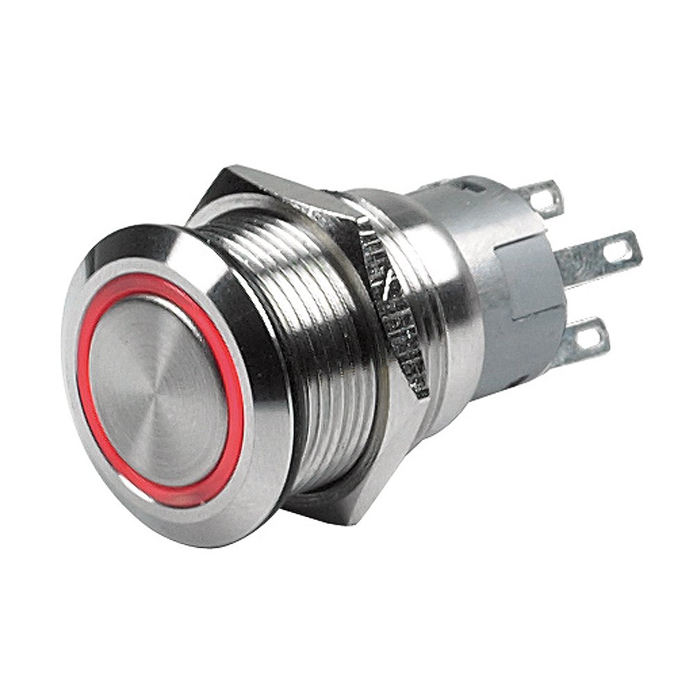 BEP Push-Button Switch - 12V Momentary (On)/Off - Red LED 56950XL