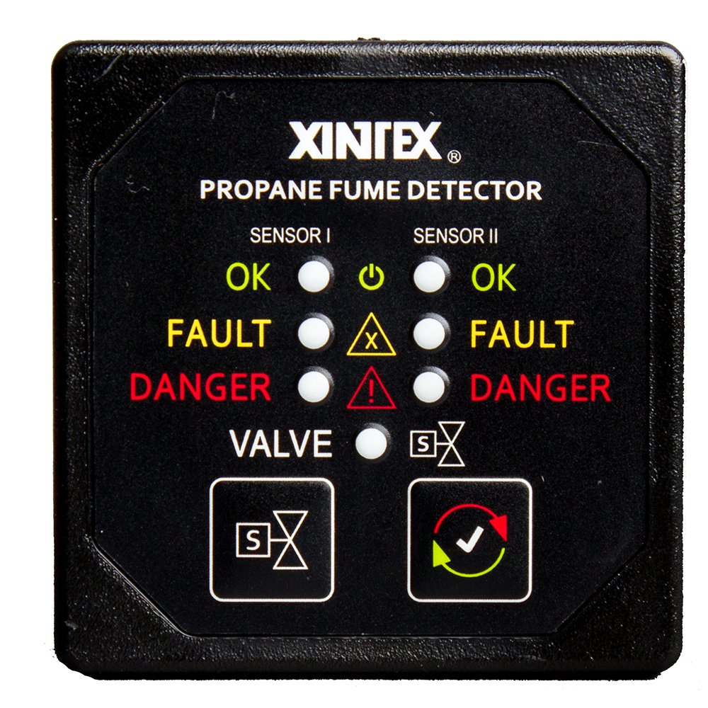 Fireboy-Xintex Propane Fume Detector w/2 Plastic Sensors - No Solenoid Valve - Square Black Bezel Display 63847XL