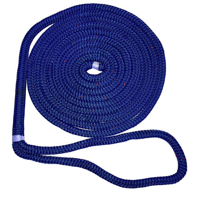 New England Ropes 3/8″ Double Braid Dock Line – Blue w/Tracer – 15'