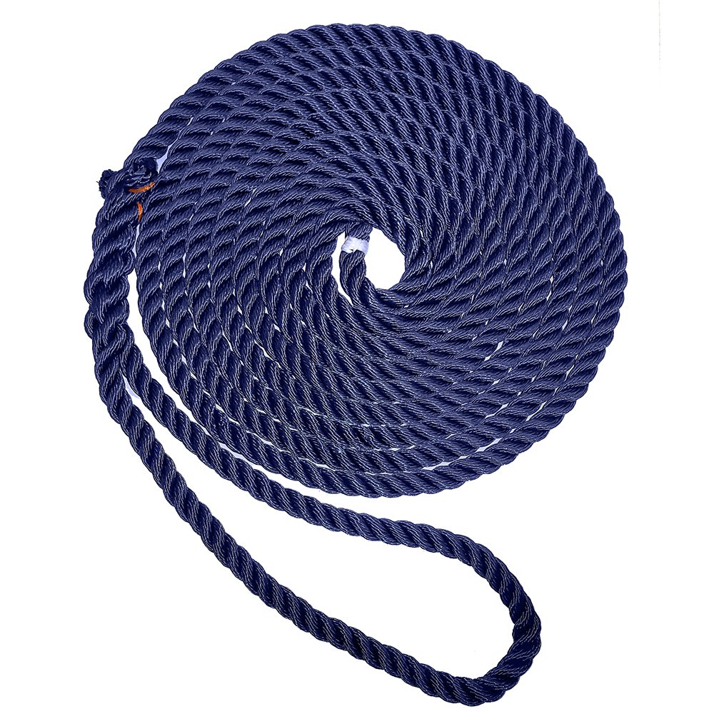 New England Ropes 1/2" Premium 3-Strand Dock Line - Navy Blue - 25' 76631XL