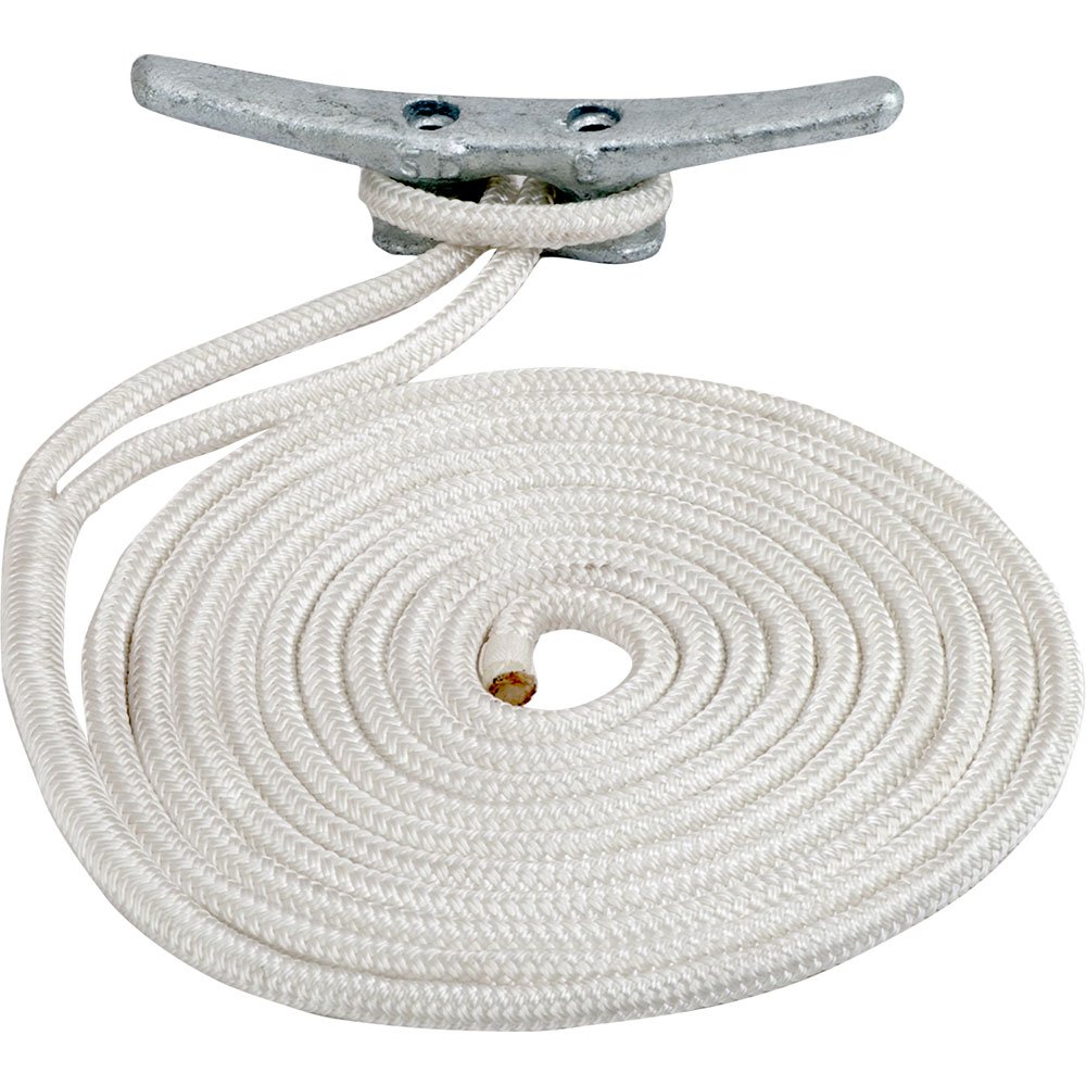 Sea-Dog Double Braided Nylon Dock Line - 3/8" x 25' - White 77285XL