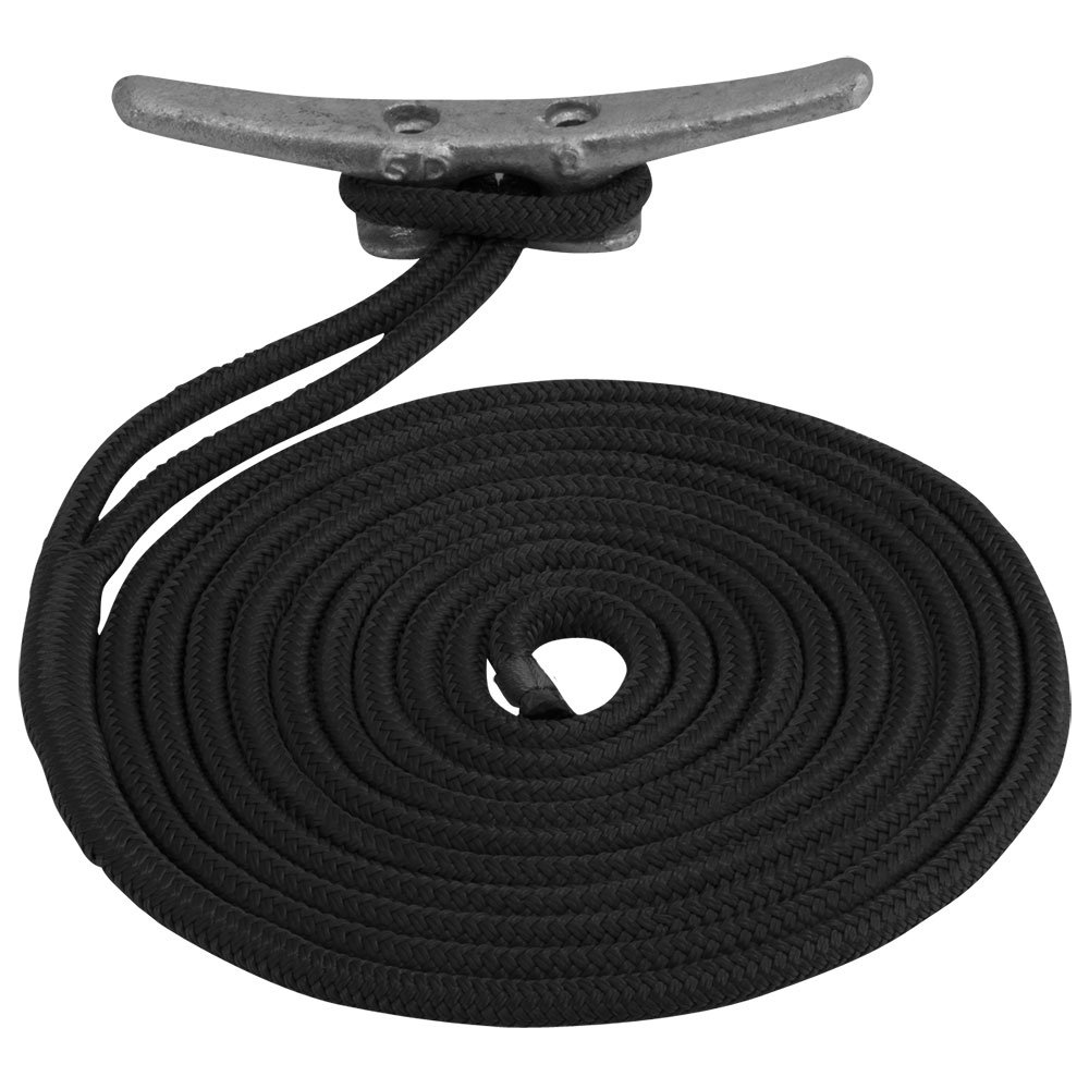 Sea-Dog Double Braided Nylon Dock Line - 1/2" x 50' - Black 77322XL