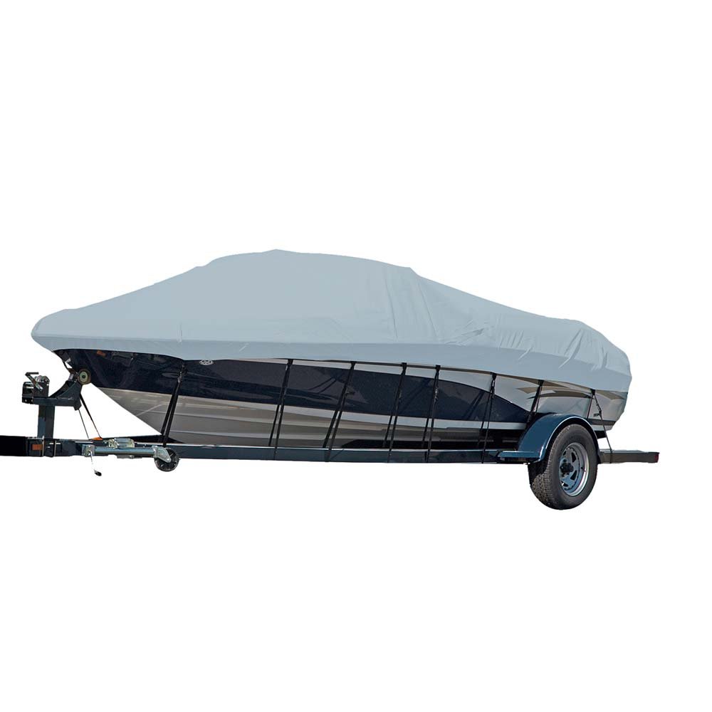 Carver Sun-DURA® Styled-to-Fit Boat Cover f/18.5' Sterndrive V-Hull Runabout Boats (Including Eurostyle) w/Windshield & Hand/Bow Rails - Grey 91110XL