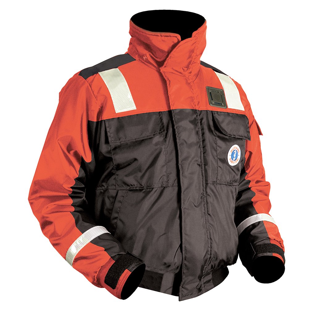 Mustang Classic Flotation Bomber Jacket w/Reflective Tape - Orange/Black - XL 93327XL