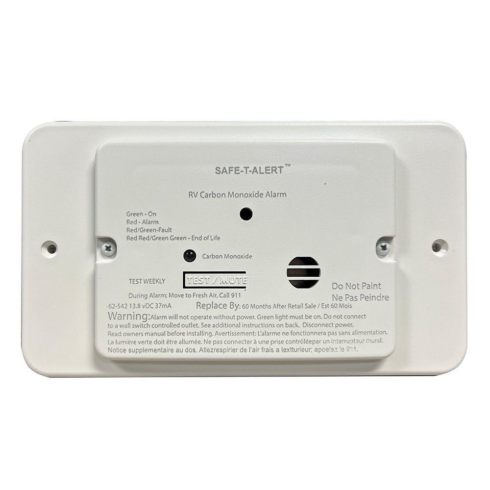 Safe-T-Alert 62 Series RV Carbon Monoxide - White - Flush Mount - 12V w/Trim Ring 93583XL
