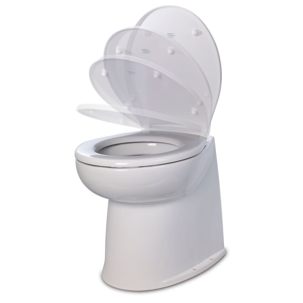 Jabsco Deluxe Flush 14" Straight Back 12V Freshwater Electric Marine Toilet w/Solenoid Valve & Soft Close Lid 98014XL