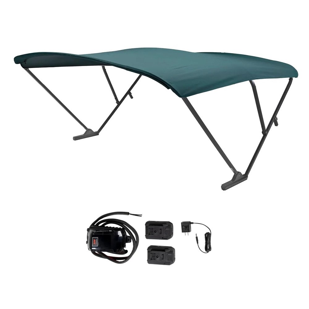 SureShade Battery Powered Bimini - Black Anodized Frame & Green Fabric 99513XL
