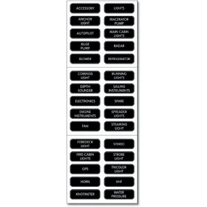 Blue Sea 8030 DC Panel Basic 30 Label Set