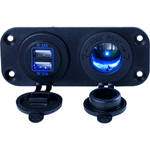 Sea-Dog Double USB & Power Socket Panel